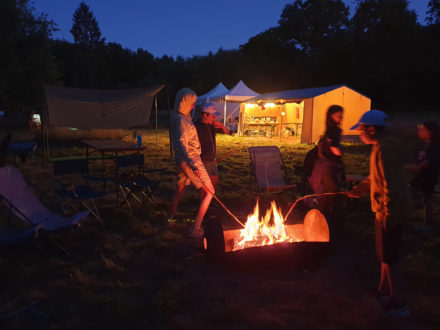 Feu nuit bivouac bois